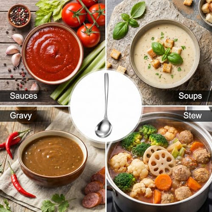 2Pcs Stainless Steel Small Ladles, 8 Inch Gravy Ladle Soup Spoons | Silver Mini Soup Ladle, Kitchen Utensil Cooking Serving Spoon for Cooking Buffet, Party, Kitchen