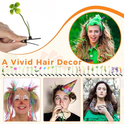 30 Pcs Bean Sprout Hair Clips Rave Mixed Style Plant Hairpins Hair Accessories for Party Irish(Flower Style) - style: Flower Style