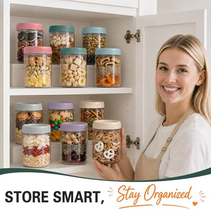 Mason Jars, 16oz Overnight Oats Containers with Lids, 6 Pack Wide Mouth Glass Mason Jars with Airtight Lids, Sugar Bowls, Overnight Oats Jars for Yogurt, Meal Prep, Chia Pudding - color: Mixed Color