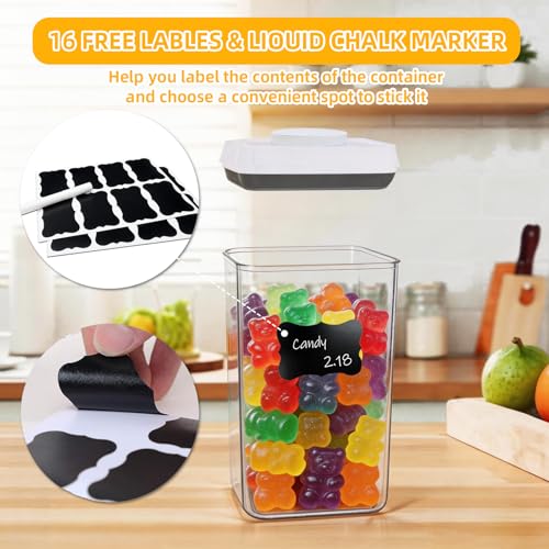 Pop Push Button Airtight Food Storage Containers 3 Pack (1.8Qt) | BPA-Free Stackable Rectangular Canisters for Coffee Beans, Snacks, Cereal, Grains, Dry Food - color: 1700ml x3