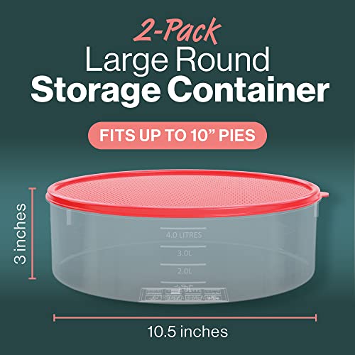 2 Pack Pie Carrier Cake Storage Container with Lid | 10.5" Large Round Plastic Cupcake Cheesecake Muffin Flan Cookie Tortilla Holder Storage Containers Airtight | Pie Keeper Transport Container - size: 2 Pack