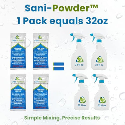 Sani-Powder HOCl Cleaning Powder – Fast-Dissolving Granules for Hard, Non-Porous Surfaces – Multi-Surface Cleaner, Easy-Mix Concentrate, Low Odor, No Residue – Quart Pack (4 Packets) - size: 0.04 Ounce (Pack of 4)