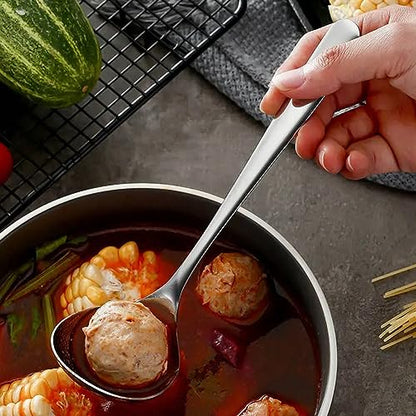 Soup Ladle, 2Pcs 304 Stainless Steel Ladle Spoon Small Gravy Soup Ladle Kitchen Utensil Cooking Serving Spoon for Cooking Buffet, Party, Kitchen(6.69inch+8.07inch)