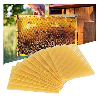 ZYAMY 10pcs Beeswax Sheets 5.1" x 3.5" Natural Beehive Wax Frame Beekeeping Equipment for Handicraft, Candle Making, Lubricating Oil and Furniture Polishing