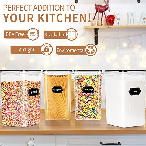 4pcs Large Tall Airtight Food Storage Containers with Lids - 6.5L / 5.9qt | Pantry Kitchen Organizers and Storage, Airtight Food Canisters with Lids for Kitchen, Pantry Organization, BPA Free, Black - size: 6.5 l