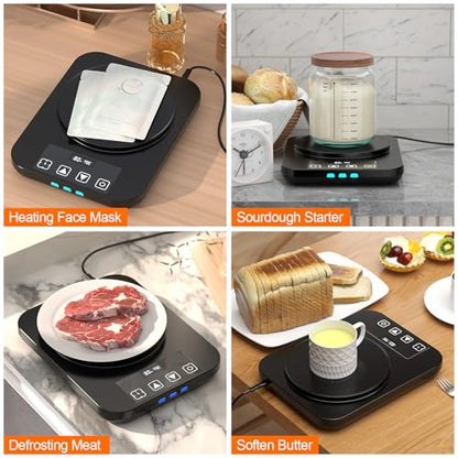Sourdough Starter Warmer Mat - 24H Timer - Precise 1°F Thermostat Control (70-110°F) - Smart Memory Warming On/Off - Warming Heating Pad for Sour Dough Starter (Black) - color: Black