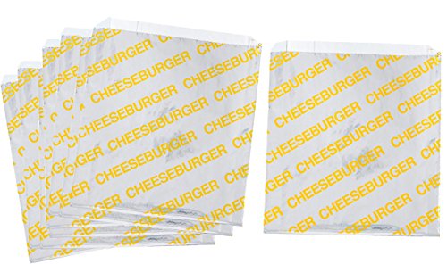 Printed Foil Cheeseburger Bags- 75 Pack - Silver, Yellow