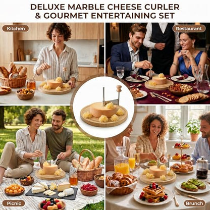 Cheese Curler & Cheese Flower Cutter Wheel – Stainless Steel Sharp Blade, Dust Cover & Knife Set for Cheese Flowers, Wheels & Appetizers | Easy to Use & Clean | Perfect for Entertaining & Gifting - color: Yellow