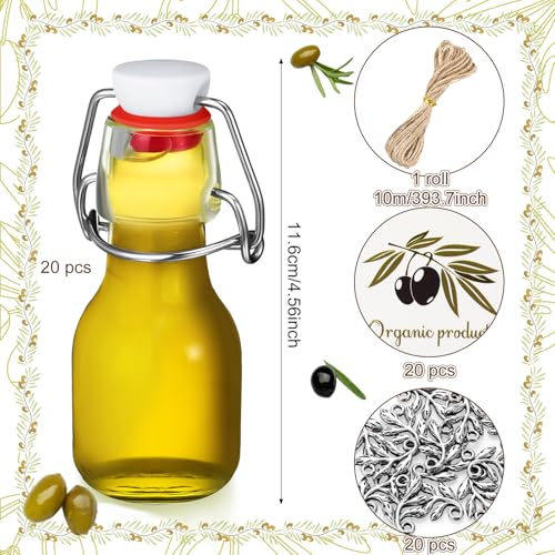 20 Sets Mini Limoncello Bottles Small Swing Top Glass Bottles Tiny Jar for Table Centerpieces Beverages Homemade Christmas Baby Shower Wedding Party Favors for Guests(2oz,Olive) - size: 2oz, style: Olive