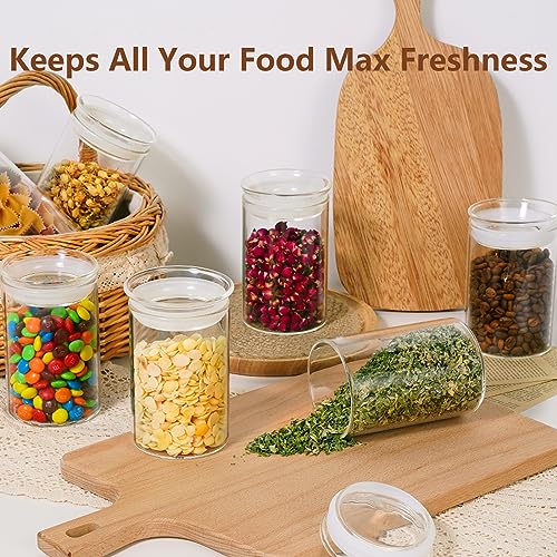 ZENS 15oz Glass Food Storage Jars Set of 3, Clear Glass Canisters with Airtight Lids, Small Container Spice Jars for Kitchen Herbs, Sugar, Blooming Tea, Candy - size: 4-15oz 3Pack