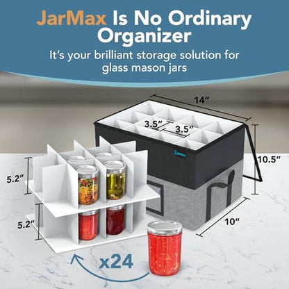 2 Tier 16 oz Pint Mason Jar Storage, Sturdy Pantry Canning Jar Storage Containers, Holds 24 Pint Ball Mason Jars, Foldable Canning Organizer, Stackable Storage Box with Lid & Label holder - size: Double Stack Pint