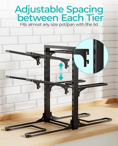 ORDORA Pots and Pans Organizer under Cabinet 13.78" Height, 6-Tier Kitchen Cabinet Organizers and Storage, Heavy Duty Pots and Pan Storage Rack Organizer inside Cabinet, Adjustable Pot Rack - style: S-13.78"H-HeavyDuty