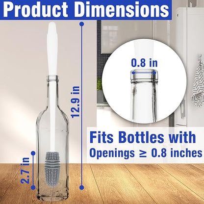 2 Packs Long Handle Bottle Brushes, Water Bottle Cleaner for Washing Narrow Neck/Mouth Bottle - color: White