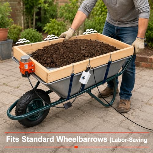 Large Soil Sifter with 40W Adjustable Vibration Motor, 39.3" x 19.6" Automatic Wooden 1/4" Mesh Rocks Dirt Compost Gravel Sifting Screen Gardening Sieve Fits Wheelbarrows,with 3-in-1 Garden Tools Set - size: 1/4" Mesh Soil Sifter with 40W Motor