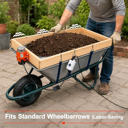 Large Soil Sifter with 40W Adjustable Vibration Motor, 39.3" x 19.6" Automatic Wooden 1/4" Mesh Rocks Dirt Compost Gravel Sifting Screen Gardening Sieve Fits Wheelbarrows,with 3-in-1 Garden Tools Set - size: 1/4" Mesh Soil Sifter with 40W Motor