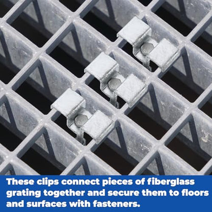MorningRo 25 Pcs Grating Clip Saddle Clip Galvanized Carbon Steel for Screw Size 1/4 Inch for Industrial Flooring Drainage Systems Mezzanines Walkways Stair Treads (Silver)