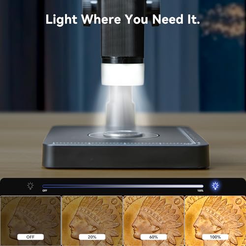 Elikliv EDM4C Coin Microscope with Scale：4.3" Digital Microscope with Adjustable LED, Error Coin Magnifier with Screen & Weighing Scope for Collectors, Jewelers, Students, Windows/Mac Compatible - color: Gray