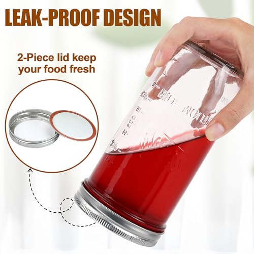 24oz Wide Mouth Mason Jars – 4 Pack Reusable Glass Mason Jars with Airtight Lids for Canning, Pickling, Food Storage, Jam, Jelly, DIY Crafts – Dishwasher Safe