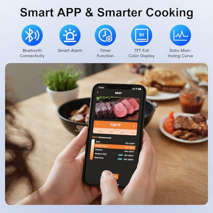 Newise Wireless Bluetooth Meat Thermometer - 2 Probes & Smart App | Digital Food Thermometer for Cooking, Smoker, BBQ, Girll, Gifts for Men Husband Dad - size: 2 Probes