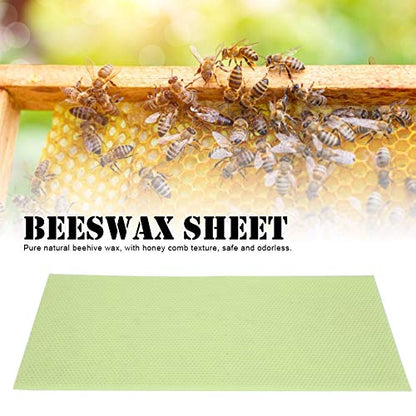 10Pcs Green Plastic Beeswax Beehive Foundation Sheets, Honeycomb Texture Beekeeping Supplies for Hive Frames, Pure Natural Wax Base with Durable Plastic Core for Efficient Honey Pr