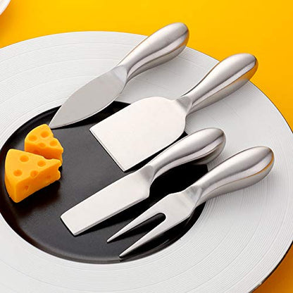 Baikai Stainless Steel 18/10 Cheese Desert Knives, Set of 4, Gold Breakfast Butter Knife, Slicer Sandwich Spreader … (Cheese Knife Set-Silver) - color: Cheese Knife Set-Silver