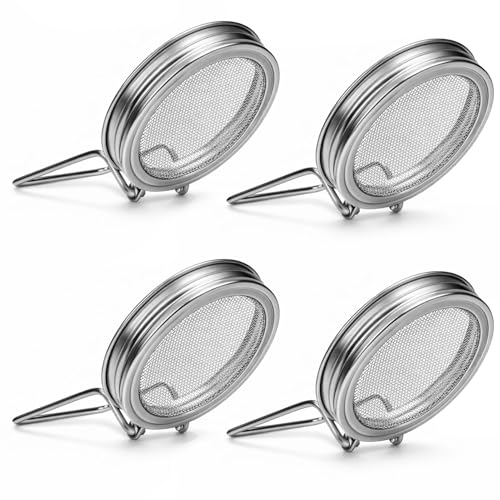Palksky Sprouting Lids for Wide Mouth Mason Jars, 4Pack Reusable Stainless Steel Screen Bean Sprouts Growing Lid for Organic Alfalfa Broccoli Seeds Mung Bean Plant Germination Kits - color: Screen Sprouting Lids 4Pack