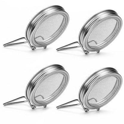 Palksky Sprouting Lids for Wide Mouth Mason Jars, 4Pack Reusable Stainless Steel Screen Bean Sprouts Growing Lid for Organic Alfalfa Broccoli Seeds Mung Bean Plant Germination Kits - color: Screen Sprouting Lids 4Pack