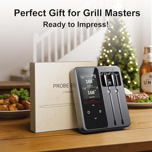 Newise Wireless Bluetooth Meat Thermometer - 2 Probes & Smart App | Digital Food Thermometer for Cooking, Smoker, BBQ, Girll, Gifts for Men Husband Dad - size: 2 Probes