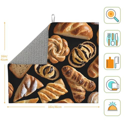 (Cheese Sandwiches) Dish Drying Mat 18 x 16 in, Dish Drying Mats for Kitchen Counter, Bar Mat, Coffee Bar Accessories, Kitchen Decor and Accessories, Housewarming Gift