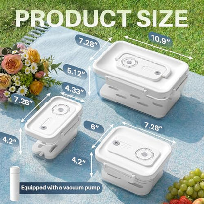 Food Storage Containers with Lids Airtight Set, BPA Free, Portable Vacuum Container Set with Ice Packs for Lunch Boxes & Coolers - Freezer Packs for Kitchen, Fridge, Camping, Picnic
