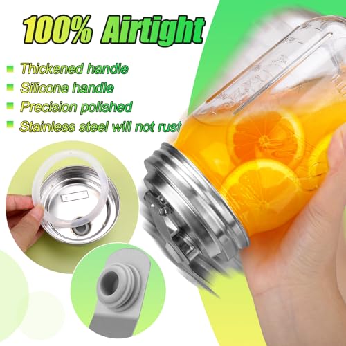 Palksky Mason Jar Pour Spout Lid Stainless Steel, Wide Mouth Pour Spout Flip Cap Lids for Mason Jars, anticracking Leak Proof Seal Cover Airtight for Drinking Salad Dressing & Food Storing(2PCS) - style: Wide Mouth Stainless Steel Lid 2 PCS