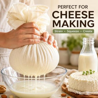 Reusable Cheesecloth, 20x20 Inch Hemmed 100% Unbleached Cotton Strainer Cloth, Washable for Cooking, Baking, Juicing & Cheese Making