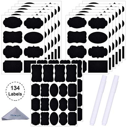 Wisdompro 134 Pcs Chalkboard Labels, Waterproof Blackboard Stickers & Pen | Multiple Sizes, Durable Vinyl, Reusable, Removable, for Storage Bins, Food Container, Mason Jars, Bottles - size: Small, Medium, Large