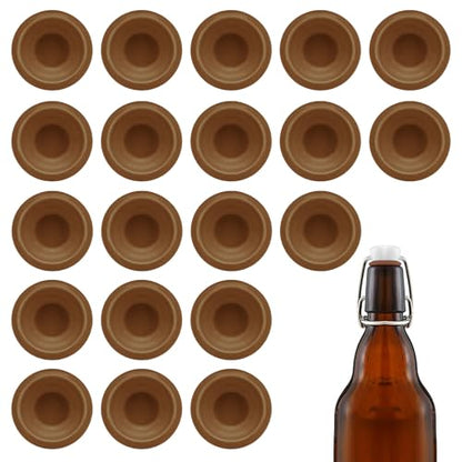 20PCs Dopamine color Silicone Gaskets Washers Seals for Cap Swing Flip Top for Home Brew Beer Soda Bottle Sealing (Walnut Brown) - color: Walnut Brown
