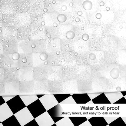 100pcs Deli Paper Sheets 12x12", Premium Food Basket Liners, Grease Resistant Wax Paper Sheets for Food, Classic Checkered Sandwich Wrapping Paper (Black & White Checkered) - color: Black & White Checkered