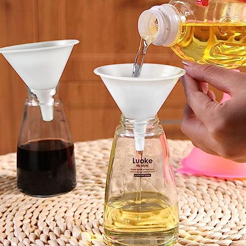 ABuff 8PCS Plastic Funnels, 6 Inch Wide Mouth Large Clear Plastic Funnels Oil Funnel Liquid Transfer Funnel for Liquid, Spices, Powder, Lotion, Oils