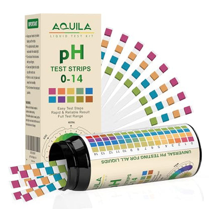 pH Test Strips 0-14, 150CT pH Testing Kit for Drinking Water, Pool Spa Aquarium Fish Tank Urine Saliva Food Beverage Kombucha Soil Hydroponics, Litmus Paper pH Tester Kit for Soap Making, Skincare