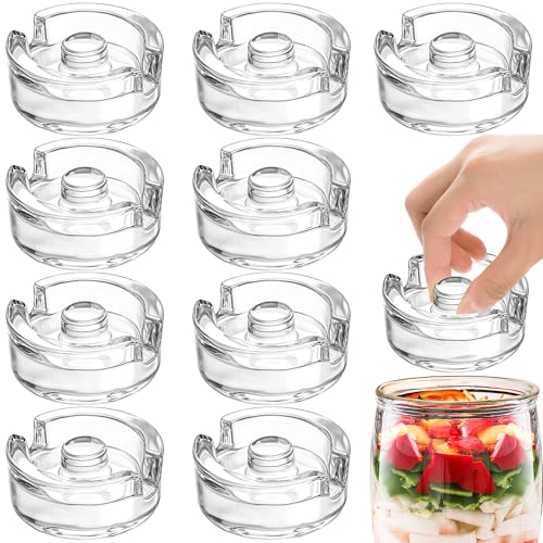 9 Pack Fermentation Weight with Easy Grip Handle, Glass Fermentation Kit, Fermentation Lids for Wide Mouth Mason Jars, Pickle