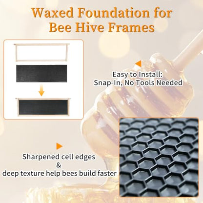 20 Pcs Bee Hive Foundation Beehive Waxed Coated Foundation Sheets Bee Foundation Sheets for Medium Super Bee Hive Waxed Foundation for Bee Frames 5-5/8-Inch Plastic Beehive Foundation Sheets - size: Medium