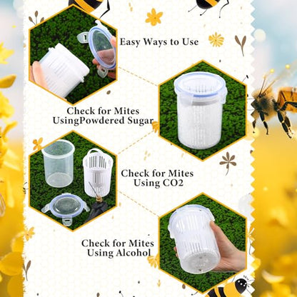 Qualirey Varroa Mite Detection Jar and Measuring Cup Leak Proof Varroa Easy Check for Helping Beekeepers Easily Count and Monitor - size: Small