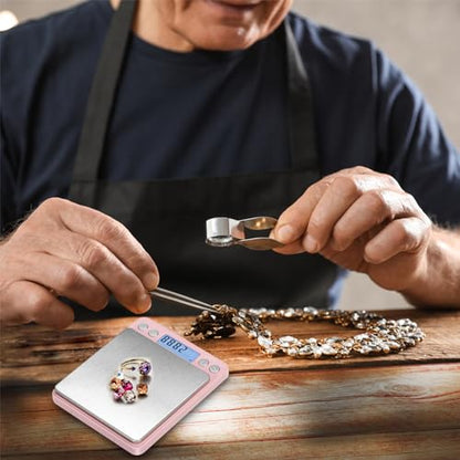 Fuzion Digital Scale .01 Gram Accuracy, 500g Mini Food Scales for Small Jewelry, Gold, Herb, Spice - Weight Gram and Oz - color: Pink