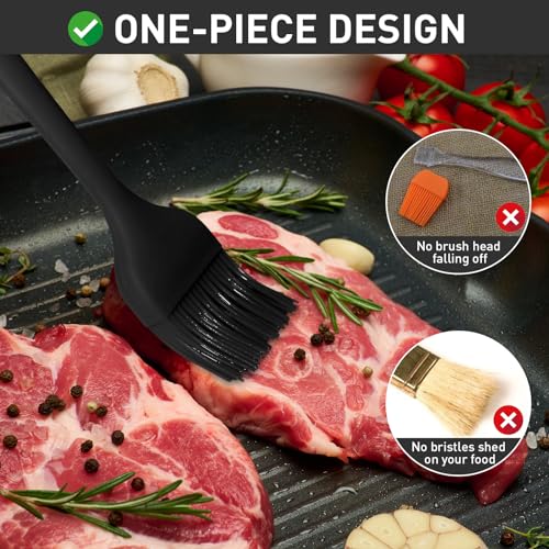Pastry Brush-Begonia Silicone Basting Brush for Cooking,2pcs 10+8 in Heat Resistant Food Brushes for Baking, Grilling, Cooking and Spreading Oil (Black) - color: Black