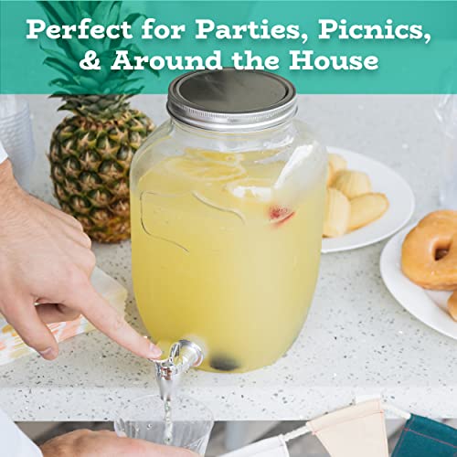 Glass Drink Dispenser for Parties - 1 Gallon Gallon Drink Dispenser - Glass Beverage Dispenser with Spigot, Clear For Parties, Weddings, Sun Tea Jar, Lemonade & Laundry Detergent Dispenser - style: Single w/o Stand