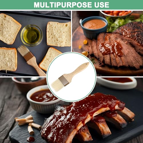 M METERXITY 2-Pack Pastry Brush, Wooden Handle Natural Bristle Basting BBQ Oil Brush for Cooking/Barbecue/Kitchen [2"] - size: 2"