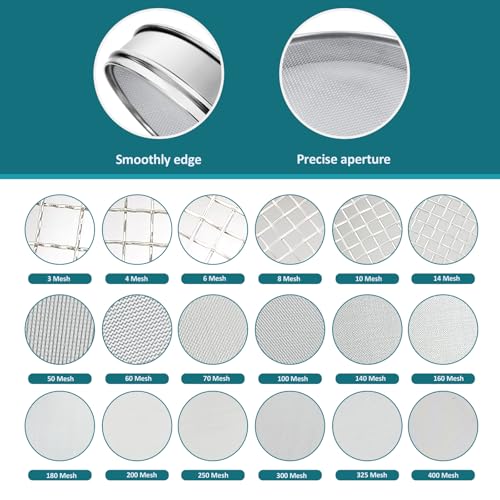 304 Stainless Steel Mesh Lab Sieve, 16 Mesh(1.18mm) Aperture Test Sieve, 7.9Inch(20cm) Diameter Economy Standard Analysis Sample Test Sieves for Industrial Laboratory Homes - size: 16Mesh(1.18mm)/Ф7.9in
