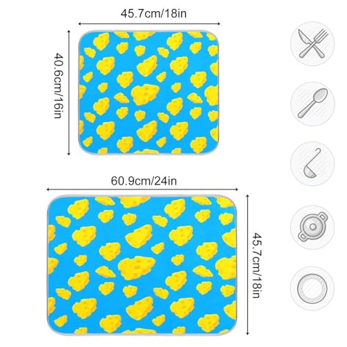 Qilmy Cheese Dish Drying Mat Absorbent Reversible Dish Drainer Pad Tableware Mat for Kitchen Counter Home Decoration, 18 x 24 Inch - size: 18 x 24 Inch