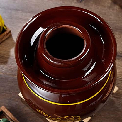 ELEFOCUS Traditional Ceramic Pickle Jar Fermentation Crock Jar, Chinese Pickle Jar,Fermenting Tank with Water Seal Airlock Lid 4kg