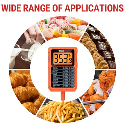 TempPro TP510 Waterproof Digital Candy Thermometer with Pot Clip, 10" Long Probe Instant Read Food Cooking Meat Thermometer for Grilling BBQ Deep Fry Oil Fathers Day Gift (Previously ThermoPro) - style: Temperature Guide