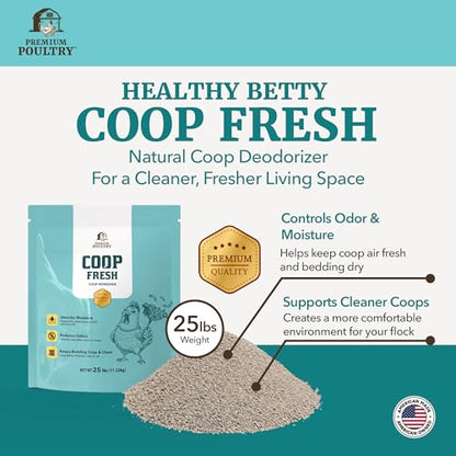 2 Pack Coop Fresh Chicken Coop Deodorizer & Coop Refresher, 25 lb, Natural Odor Eliminator w/ Food Grade Diatomaceous Earth, Moisture Absorber, Fly Control Support & Deep Litter Bedding Treatment