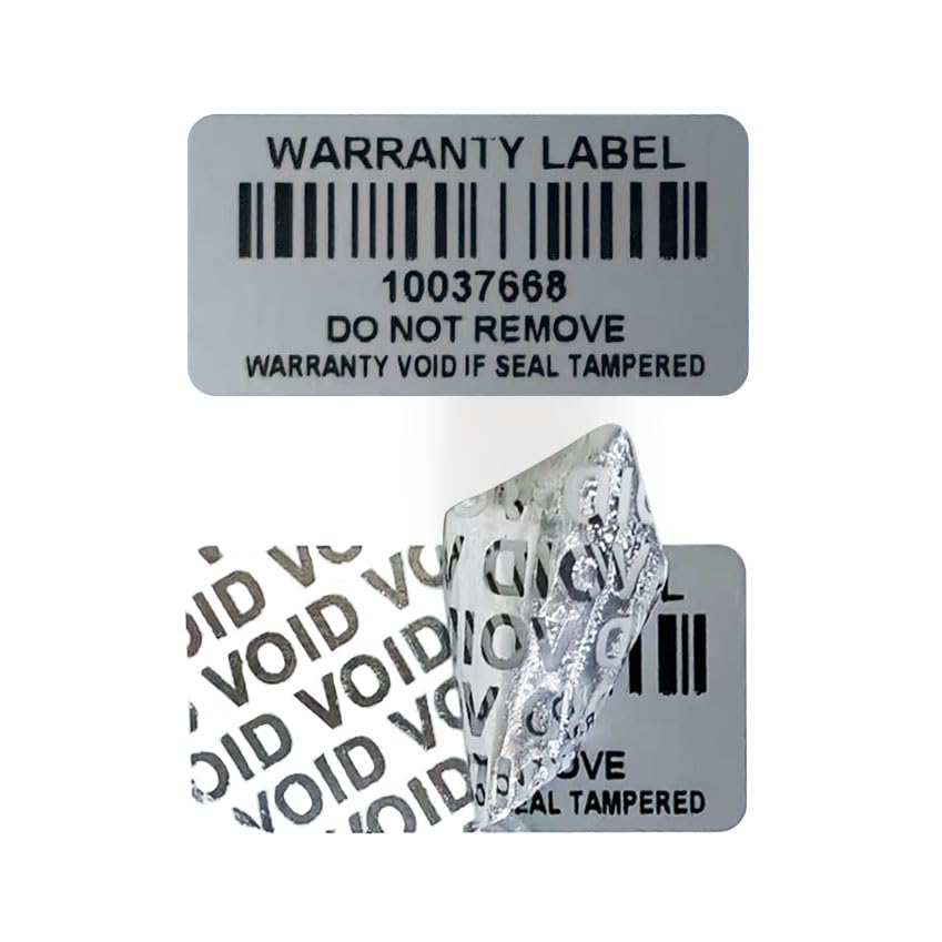 Tamper Evident Proof Barcode Stickers with Individual Serial Number Security Warranty Void Sticker,Sealing Label for Package(150pcs 1.6x0.8 inches,Matte Silver) - style: silver4x2cm
